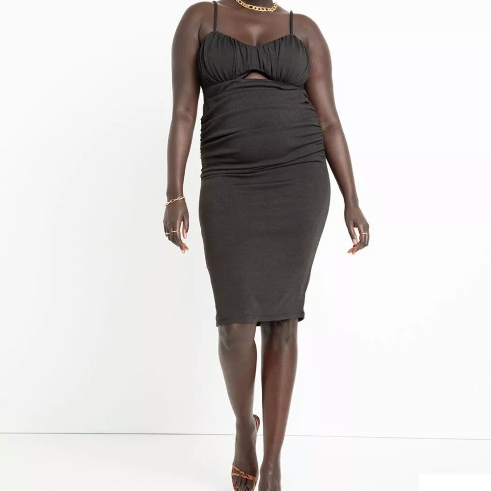 Eloquii women's Knit Dress with Cutout front, Black Size 16
